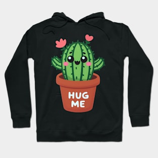 Kawaii Cactus Hug Me Illustration Hoodie